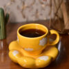 Yellow Sunflower Cup with Saucer