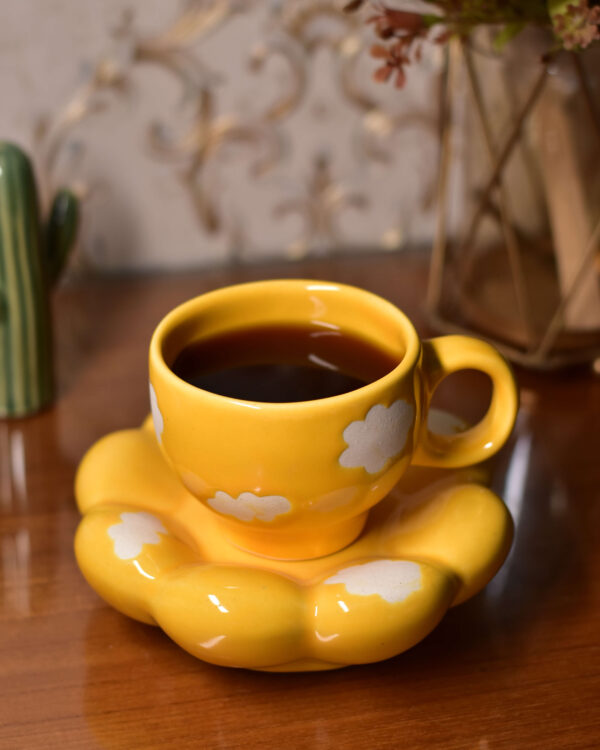 Yellow Sunflower Cup with Saucer