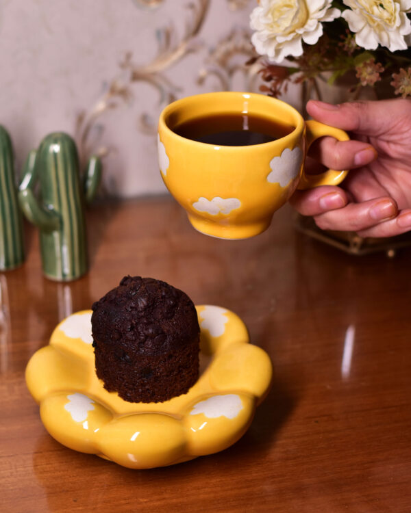 Yellow Sunflower Cup with Saucer