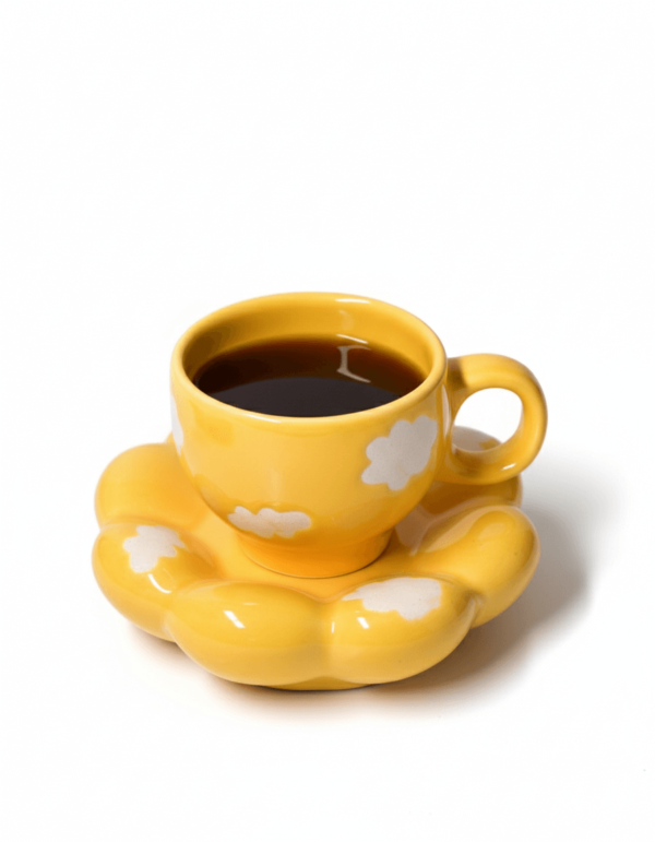 Yellow Sunflower Cup with Saucer