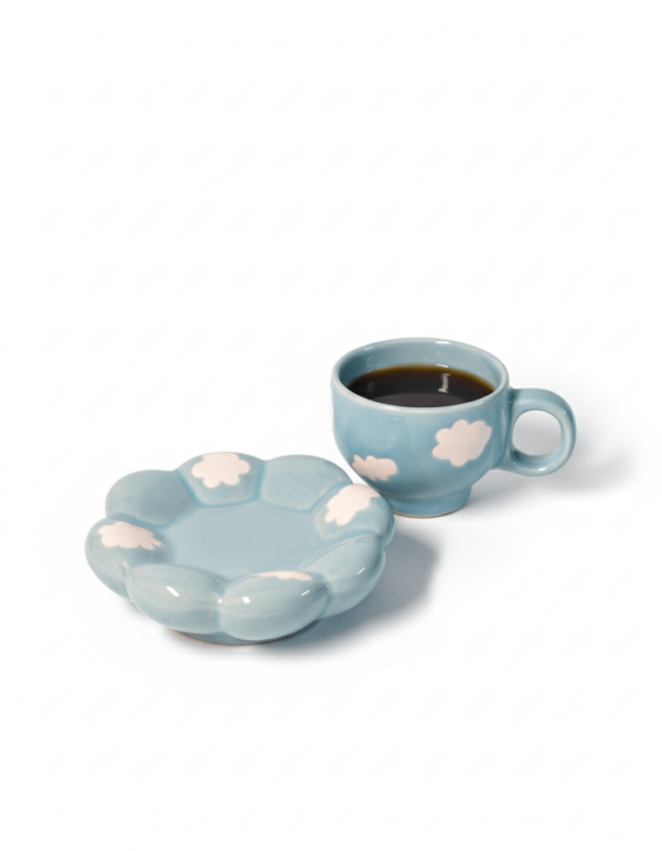 Blue Sunflower Cup with Saucer