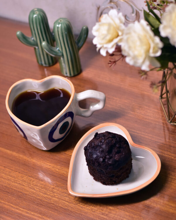 Evil Eye Heart Shape Cup with Saucer