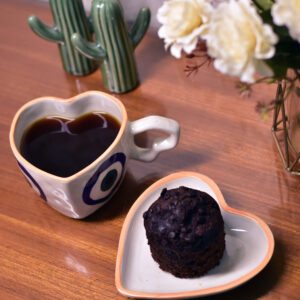 Evil Eye Heart Shape Cup with Saucer