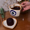 Evil Eye Heart Shape Cup with Saucer