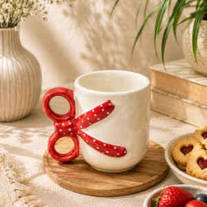ribbon mug Bow Handle Ceramic Mug