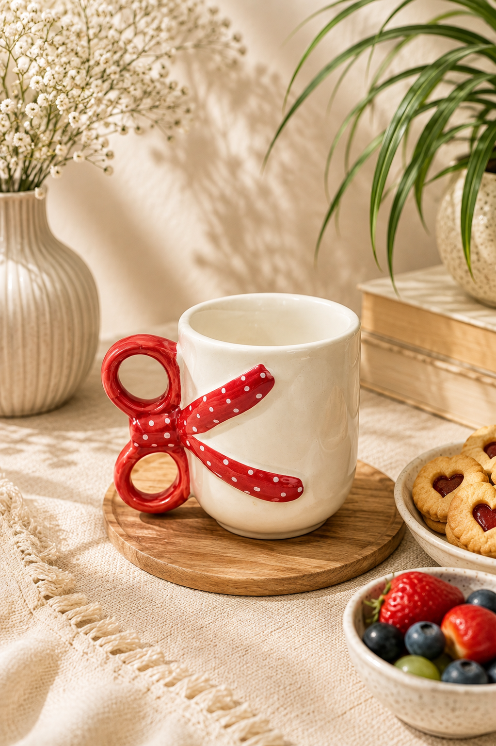 Bow Handle Ceramic Mug
