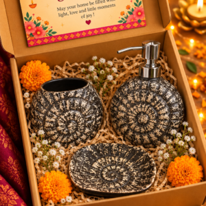 Dark Ocean Fossil Bathroom Set