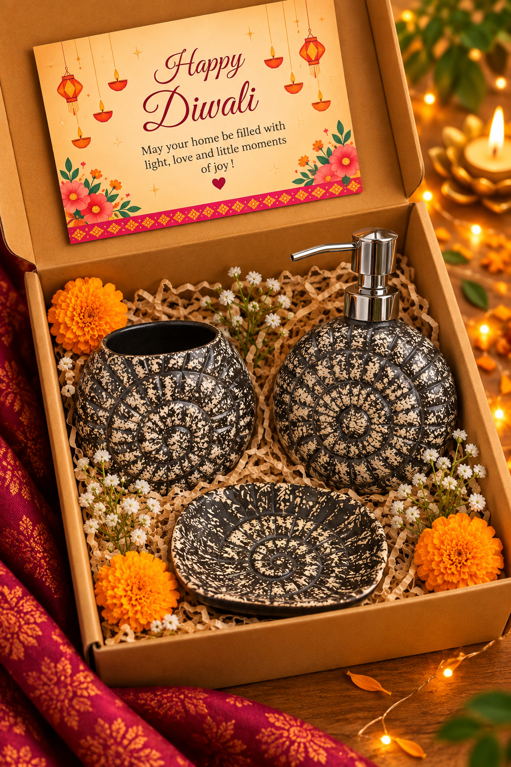 Dark Ocean Fossil Bathroom Set
