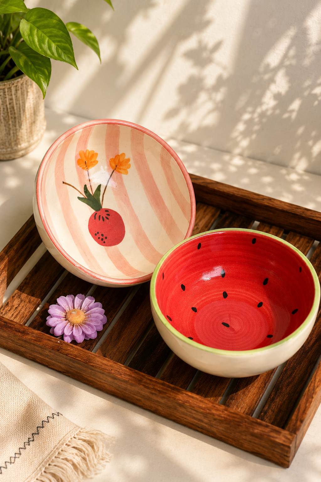 Blush bloom and Watermelon bowl set