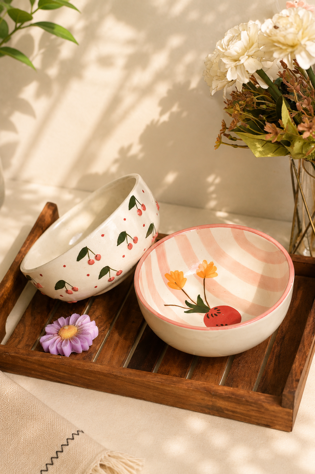 Cherry and Blush bloom bowl set