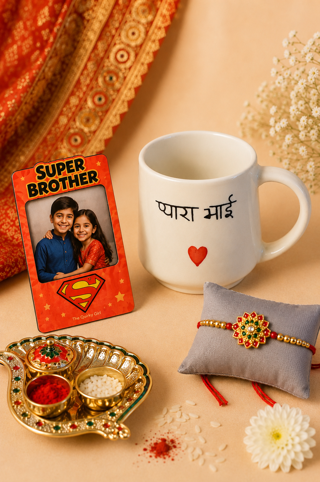 Pyara Bhai Mug with Rakhi and Fridge Magnet