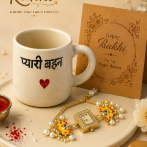 Pyari Behen Mug with Kashmiri Rakhi/Bracelet