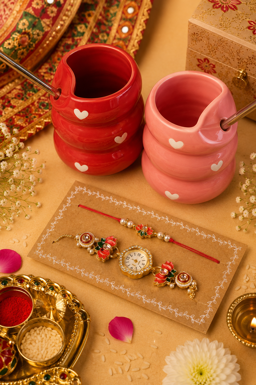 Bhai & Bhabhi Rakhi set with Sipper - Image 2