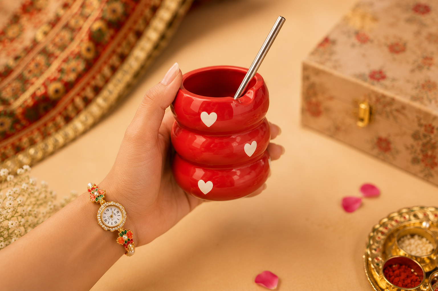 Bhai & Bhabhi Rakhi set with Sipper - Image 5