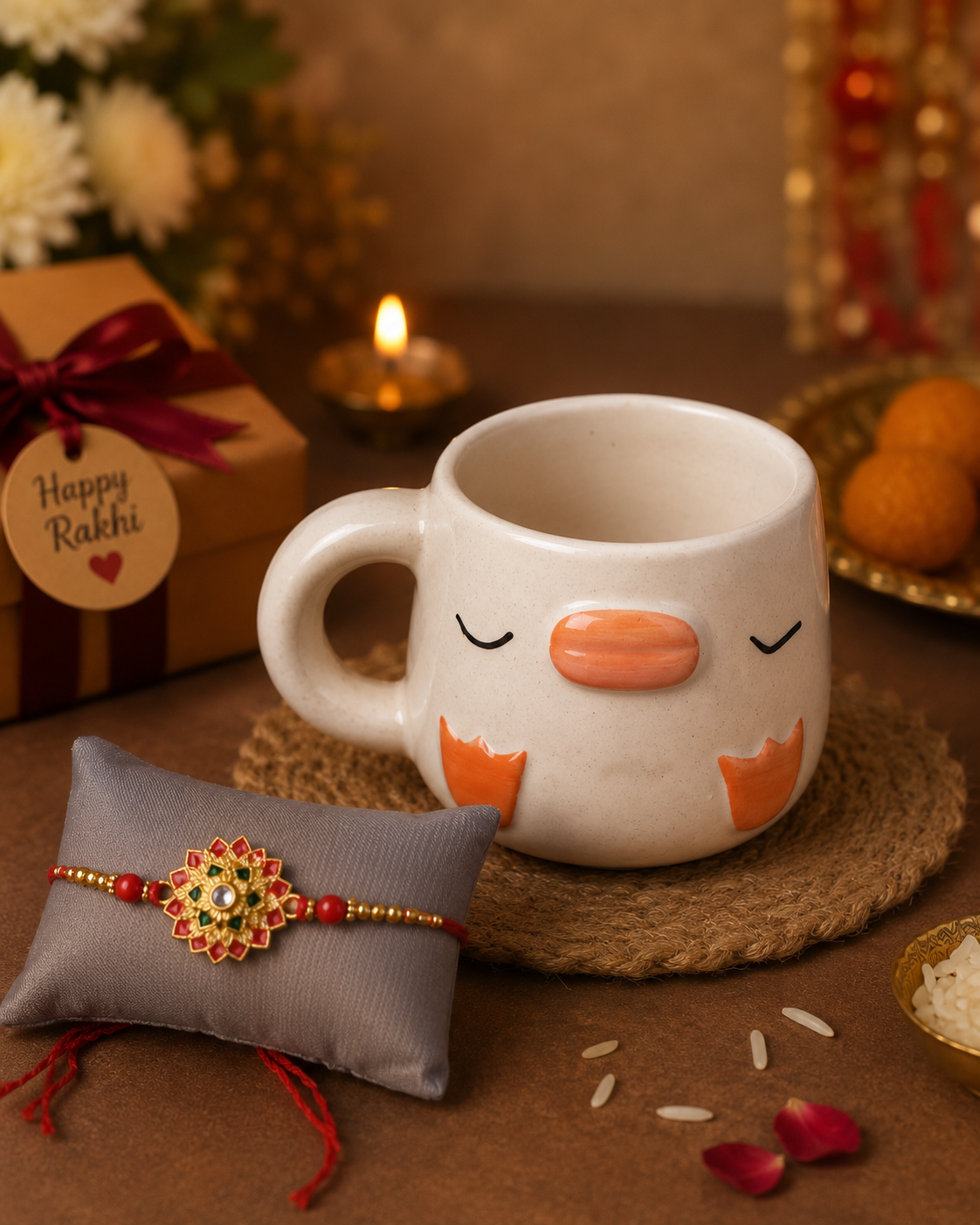 Duck mug with Rakhi