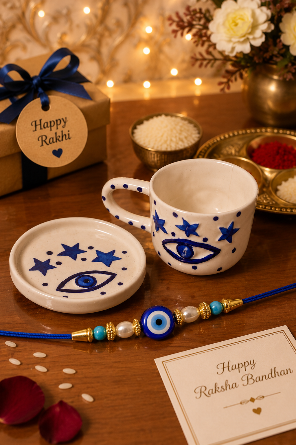 Dreamy Eye Cup and Saucer with Rakhi