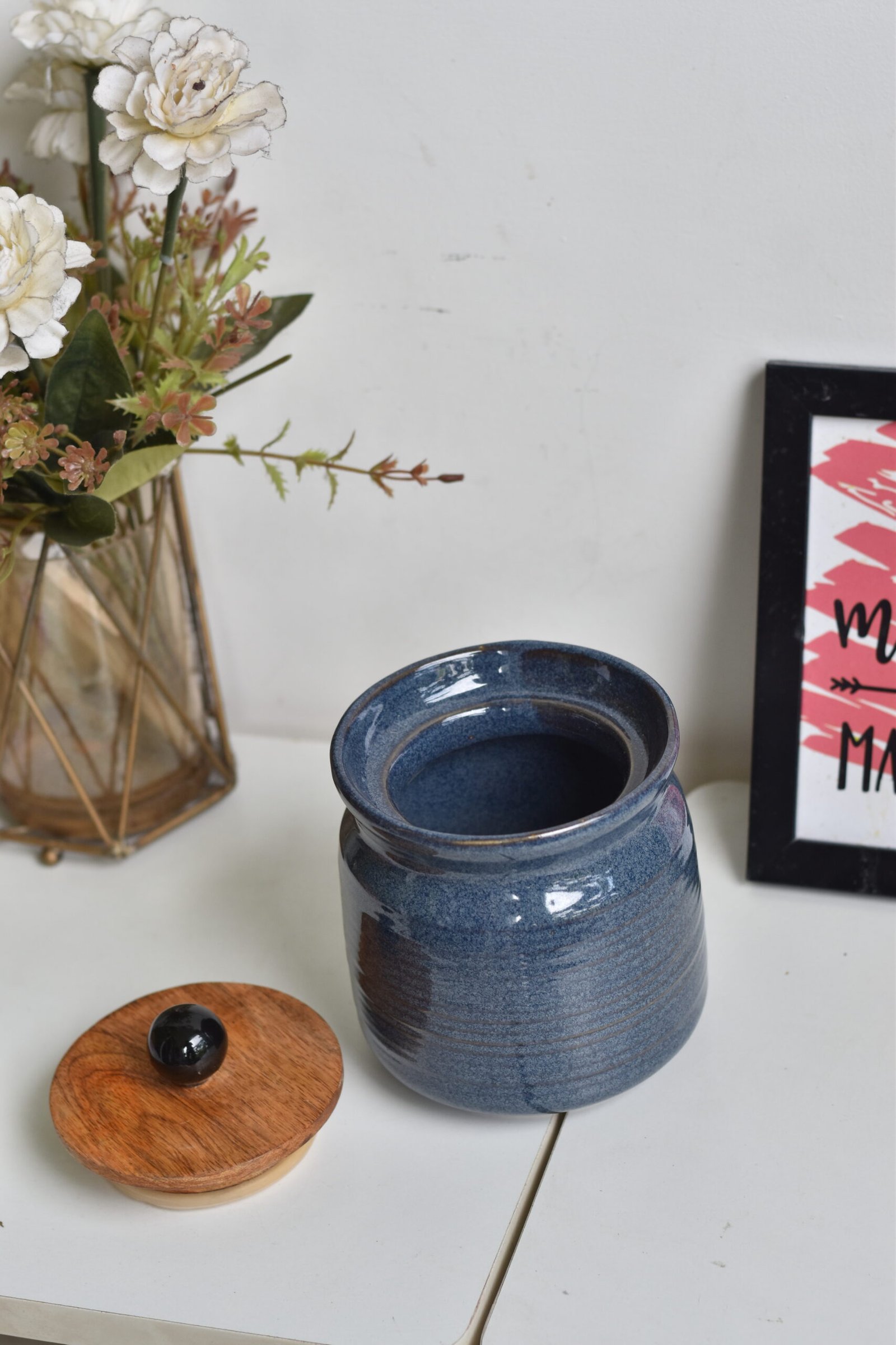 Navy Ceramic Jar - Image 3