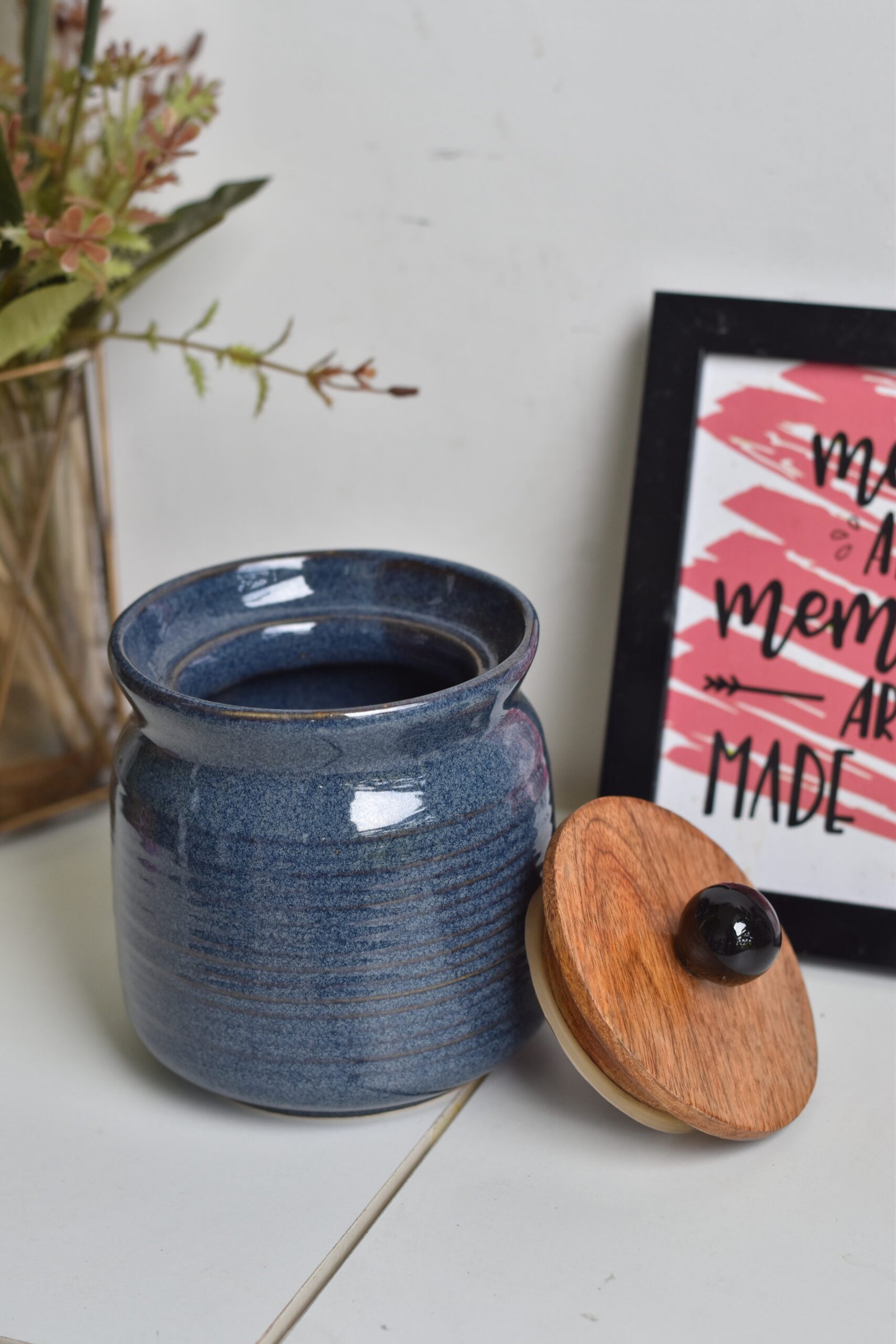Navy Ceramic Jar