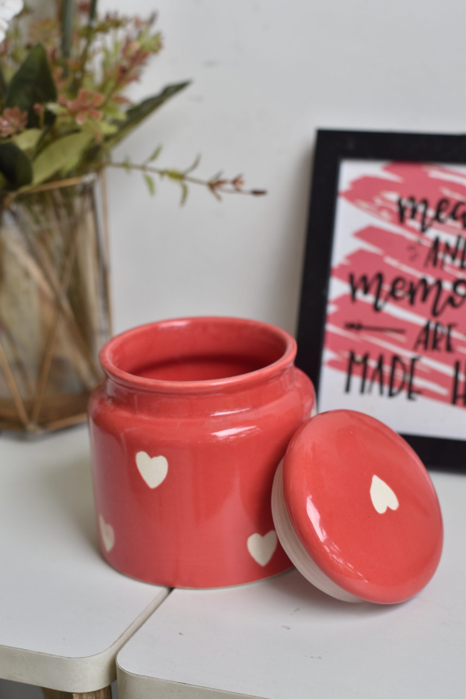 Set of 2 Heart Jar Ceramic Container - Image 2