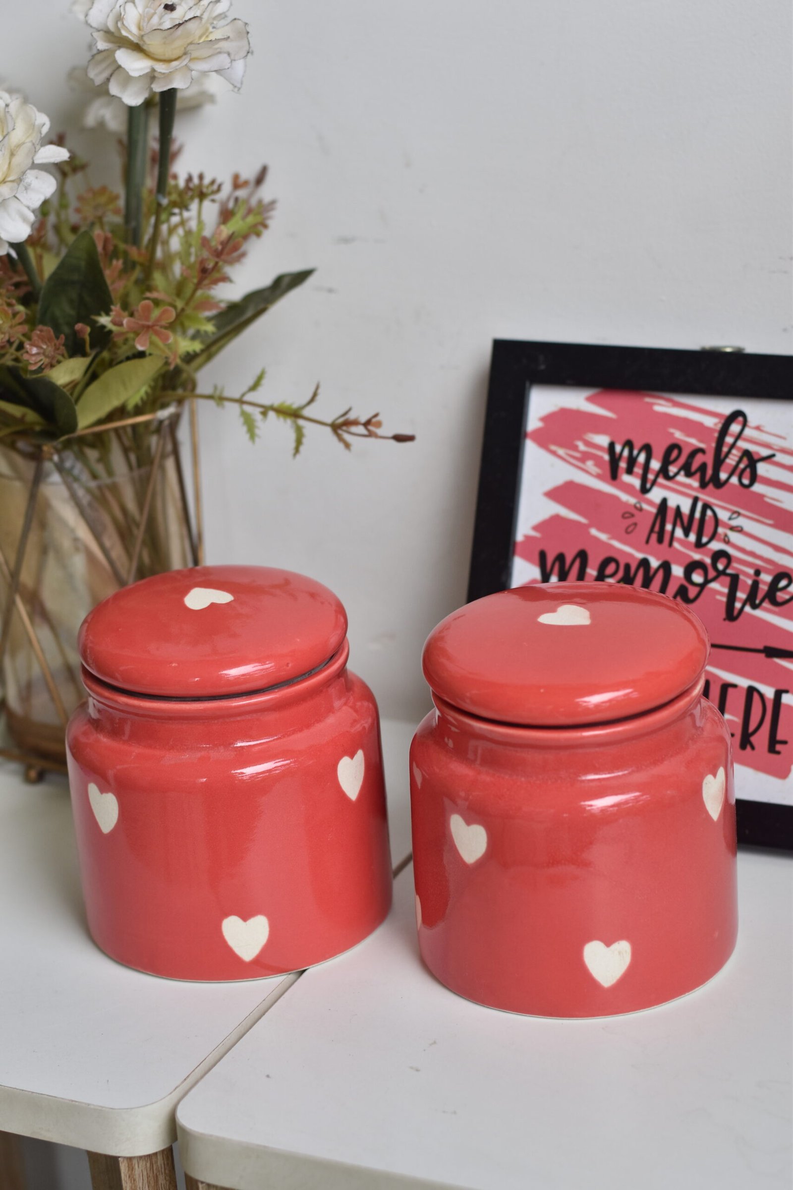 Set of 2 Heart Jar Ceramic Container - Image 3