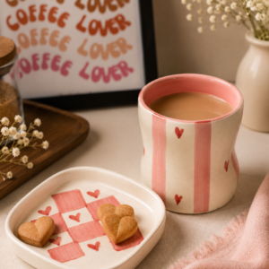 Checkmate combo Heart grid ceramic plate with ceramic glass