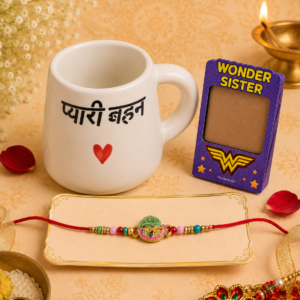 Pyari Behen Mug with Rakhi and Fridge Magnet