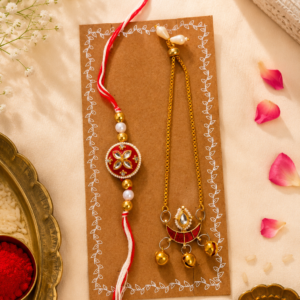 Chand Rakhi set for Bhai and Bhabhi: Red