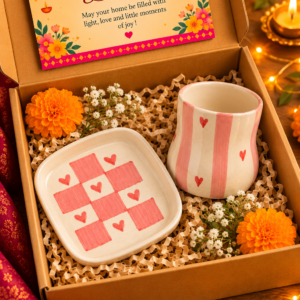 Heart grid ceramic plate with ceramic glass
