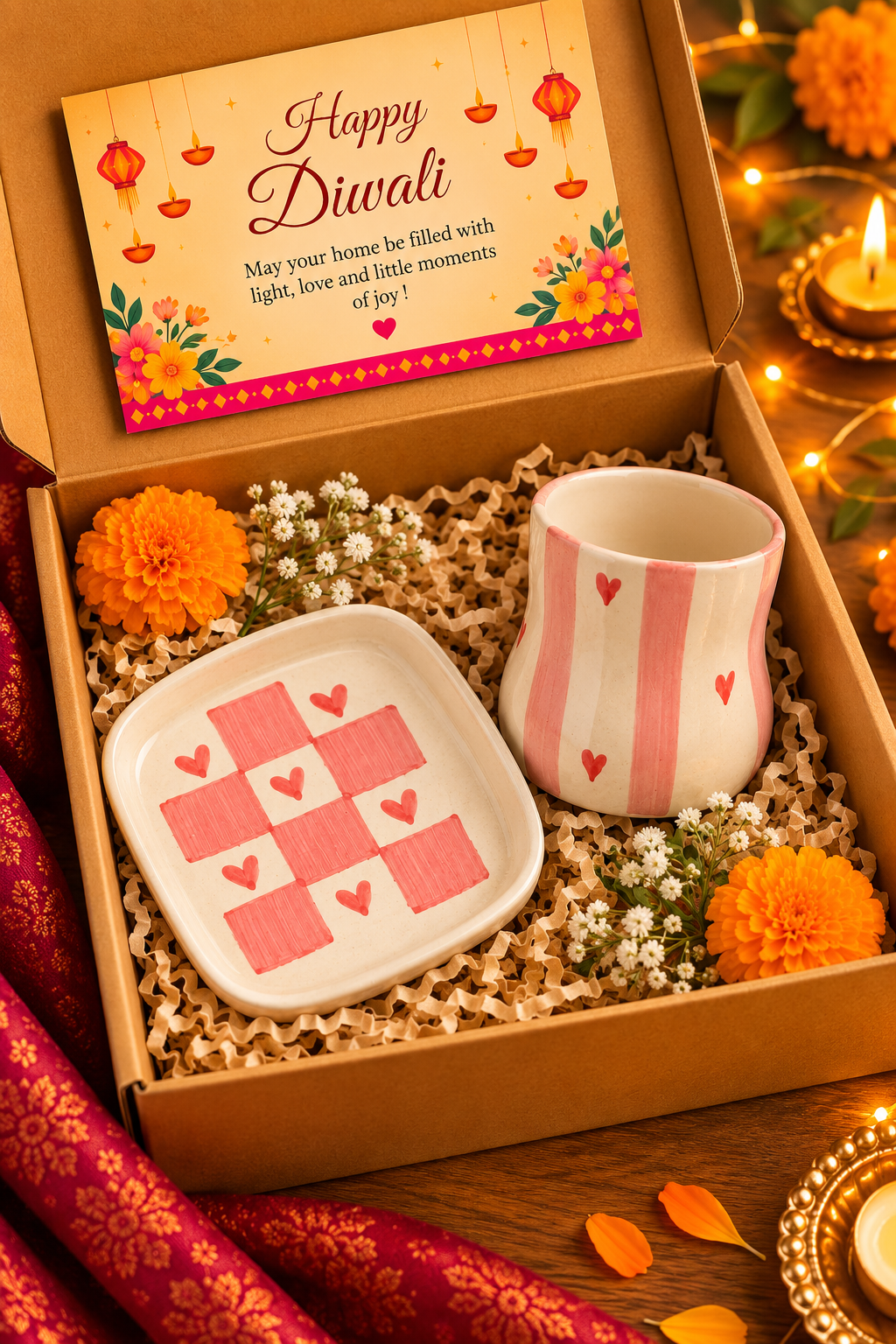 Heart grid ceramic plate with ceramic glass